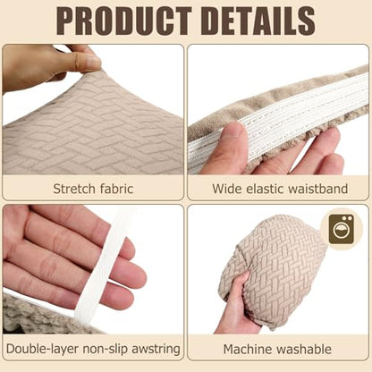 2 Piece RV Couch Covers for Sofa Bed, Stretch Elastic Camper Slipcover for RV Jackknife Sofa Bed, Washable Anti-Slip Furniture Protector, Pet Friendly & Wrinkle Free (Khaki) - color: Khaki