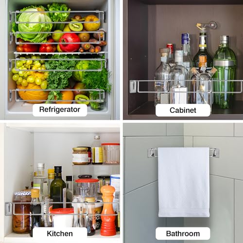 RV Refrigerator Bars 4 Pcs 12.4"-22.52" Adjustable Stainless Steel RV Fridge Tension Rods RV Shower Corner Storage Bar Rv Accessories for Camper Refrigerator,Kitchen,Cabinet,Bathroom