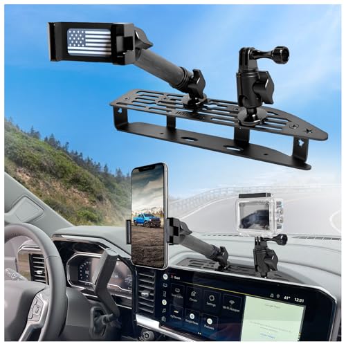 WXRYLYN 2024 2025 Silverado Sierra Metal Dash Platform Phone Mount Phone Holder for 2022-2024 2025 2026 Silverado&Sierra Cell Phone Holder Dash Phone Mount 2024 Silverado Dash Mount - style: Spring-Loaded