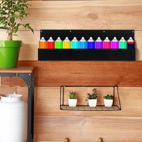 Menkxi 2 Pack Spray Can Holder Rack Organizer Wall Mount 32 Inch Aerosol Metal Spray Paint Storage Bottle for Garage and Workspace Holder with Hardware(32 Inch)