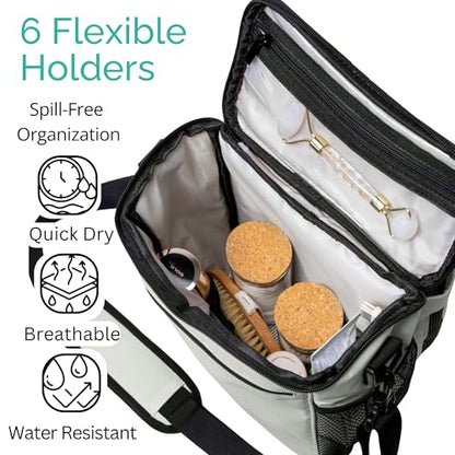 TERRA HOME Portable Shower Caddy Bag- Large Capacity, Quick Dry with Metal Hook - Hanging Shower Bag - Breathable Mesh Toiletry Shower Tote for Gym and College Dorm (Grey, Extra Large) - color: Grey