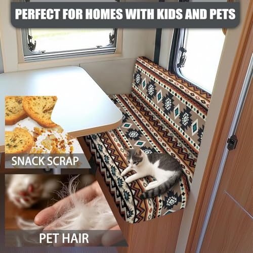 Aztec Floral Print RV Dinette Cushion Covers Replacement RV Camper Cushion Covers Stretch Camper Cushion Slipcovers for RV Sofa - color: Aztec Floral Print