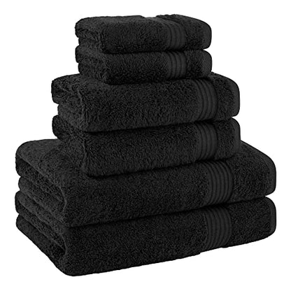 Cotton Paradise 100% Cotton Turkish Towel Set, Soft Absorbent Quick Dry, 6 Piece Towel Set, Coal Black - color: Coal Black