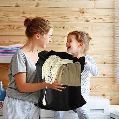 Woanger 12 Pack 28 x 45 Inch Extra Large Laundry Bags Bulk Washable Travel Laundry Bag with Drawstring Closure Large Dirty Clothes Organizer for College Dorm Home Hotel Camping(Black) - color: Black
