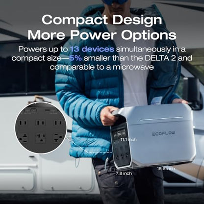 EF ECOFLOW Portable Power Station DELTA 3 Plus with Smart Extra Battery, Expand Capacity from 1024Wh to 2048Wh, Solar Generator for Emergency, Home Backup, Outdoor Camping - style: DELTA 3 Plus with Extra Battery