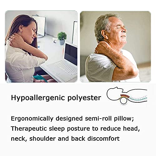 16x6 Inch Car Round Cervical Neck Pillow Semi-Roll Pillow with Washable Cotton Cover.(Blue) - color: Blue