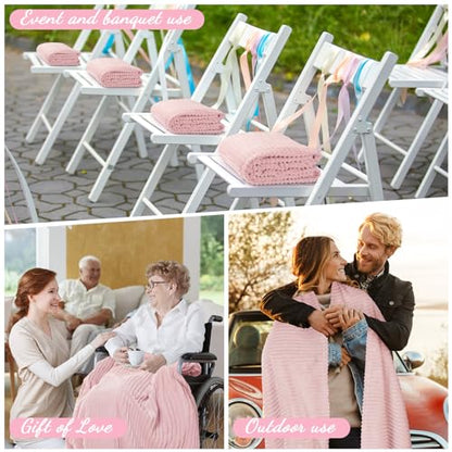 Buryeah 6 Pcs Flannel Throw Blanket Bulk 50 x 60 in Sleepover Blanket Outdoor Wedding Throw Lightweight, Oeko-tex Standard 100 Certified for Sofa Homeless Gifts (Light Pink) - color: Light Pink