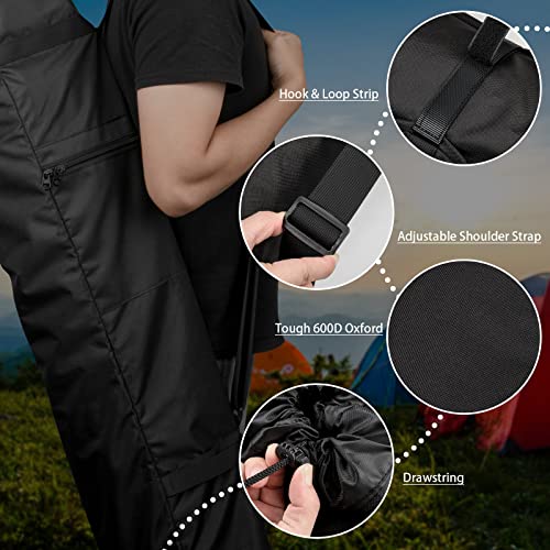 Xxerciz Folding Chair Replacement Bag Lightweight Storage Bag Carrying Bag with Carrying Handles & Extra Zippers Pocket for Foldable Camping Chair, 48 Inches (Chair is not Included) - color: Black-upgrade