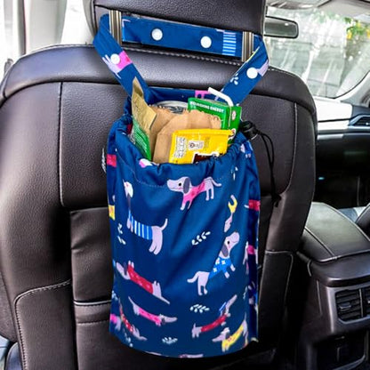 Cute Hanging Car Trash Garbage Bag 100% Leakproof Waterproof Multipurpose for Car Back Front Seat Console with Hanging Strap (Cute Dogs) - color: Cute Dogs