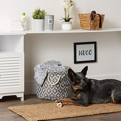 Bone Dry Pet Storage Collection Lattice Paw Print, Gray, Medium Round - color: Gray, size: Medium Round