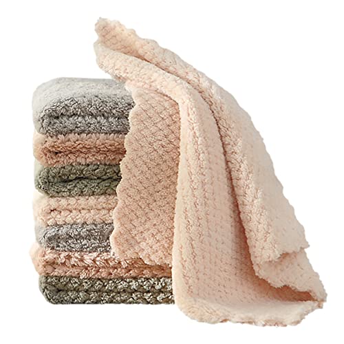 K&janet6am Dish Towels for Kitchen, 8 Pack Premium Coral Velvet Dish Cloths for Washing Dishes, Super Absorbent Coral Fleece Cleaning Cloths, Nonstick Oil Washable Fast Drying Rags - color: 8pack