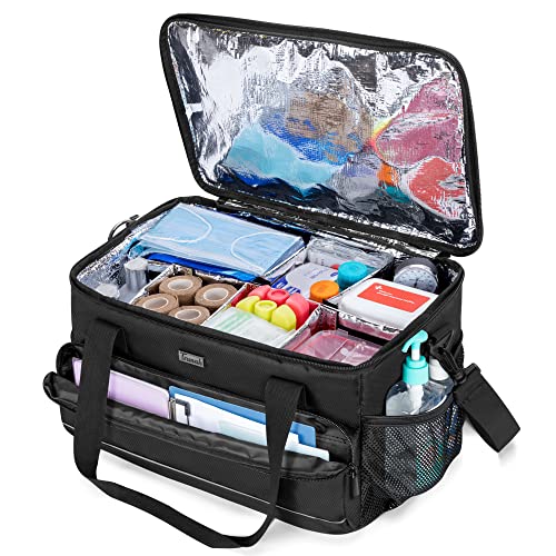 Trunab Large Insulated Medical Bag with Adjustable Dividers, Easy Clean Trauma Bag, Medicine Supplies Storage Bag for Home, Travel, Camping, Bag Only - Patented Design, Black - color: Black, size: X-Large