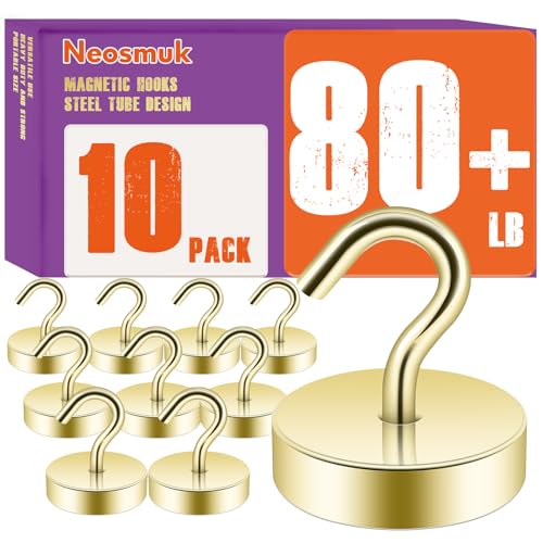 Neosmuk Magnetic Hooks, Cruise Ship Essentials, 80lb+ Heavy Duty Magnetic Hooks for Cruise Cabins, Refrigerator, Grill, Hanging, and Travel | Extra Strong Must-Haves Magnet Hook,Gold - color: Gold, size: 80lb Magnetic Hooks