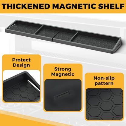 BFONS 30 Inch Silicone Magnetic Stove Top Shelf, Kitchen Shelf Over Stove Spice Rack Apartment Must Haves Kitchen Gadgets for Above Stovetop Seasoning Organization and Storage Thickened Black - color: Thickened Black