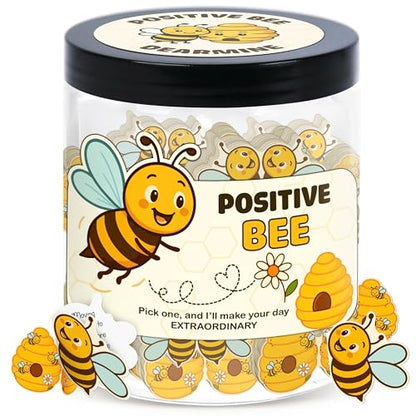 DEARMINE Positive Bee Cards Jar, Affirmation Cards for Women, Emotional Support Bee Themed Gift, Bumble Bee Gifts for Women Bee Lovers - color: Positive Bee