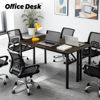 Folding Desk, 39 Inch Foldable Computer Table No Assembly Required,Black Walnut Small Desk for Home Office,Space-Saving Table for Bedroom, Dorm, RV - color: Black
