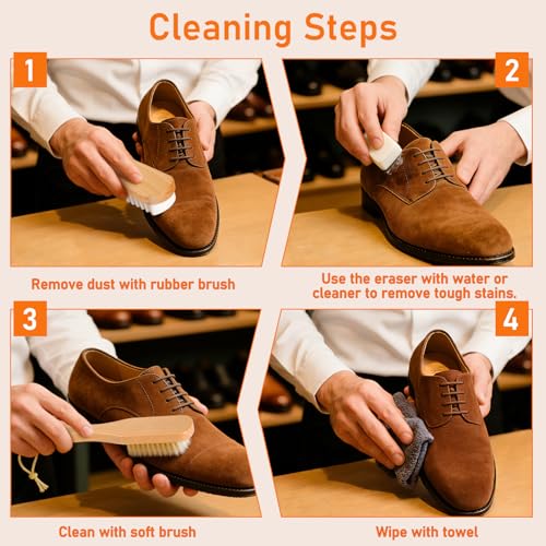 5Pcs Suede Eraser for Shoes, Suede Eraser and Brush, Suede Cleaning Kit, Suede Kit, Suede Brush Stain Removal for Suede Jackets, Purse, Couches & Bags
