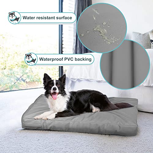Explore Land Waterproof Dog Bed Cover Canvas Washable Dog Crate Pad Replacement Cover, 48Lx36Wx4H inch, Gray - color: Light Gray With Canvas, size: 48”Lx36”Wx4”H
