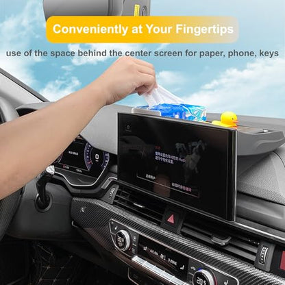 Silicone Center Console Dash Tray Organizer Compatible with Audi A4L/A4/S4/S5 2020-2024, Q5L/Q5L Sportback 2021-2024, for VW ID.4 2021-2023 Tesla Model 3 & Y, Dashboard Storage Box Organizer