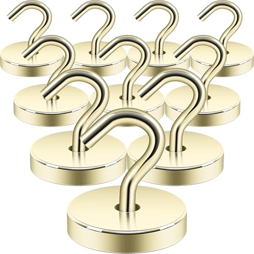 Neosmuk Magnetic Hooks, Cruise Ship Essentials, 120lb+ Heavy Duty Magnetic Hooks for Cruise Cabins, Refrigerator, Grill, Hanging, and Travel | Extra Strong Must-Haves Magnet Hook,Gold,Pack of 10 - color: Gold, size: 120lb Magnetic Hooks