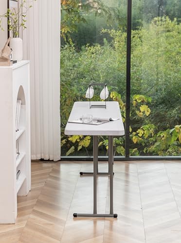 BTExpert 5-Foot Narrow Plastic Folding Training Table, 60” x 18” Portable Commercial Seminar Table, 29” Height, White, Lightweight Indoor Outdoor Event Utility Table