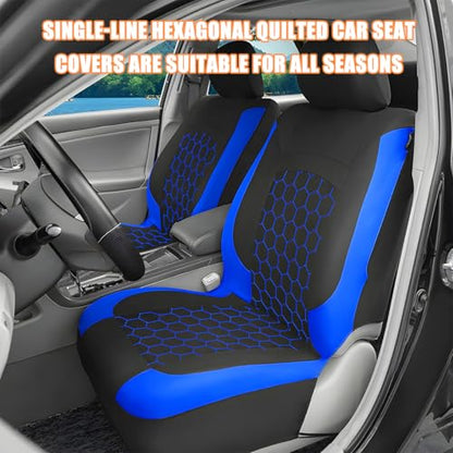 Car Seat Cover Full Sets, Polyester Foam Breathable Waterproof Vehicle Split Front Rear Seat Protectors, Automotive Interior Chair Cushion Pad, Universal for SUV RV Truck (Blue) - color: Blue