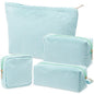 Sanwuta 4 Pcs Seersucker Pouch Cosmetic Bag Set Seersucker Makeup Bag Women Stripe Large Travel Toiletry Organizer Aesthetic Preppy Storage for Embroidery Women Bridesmaid Gifts(Light Blue) - color: Acid Blue