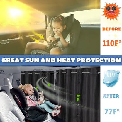 XCBYT Car Privacy Divider Curtains (3-Pack), Rigid Rod-Mounted Total Blackout Set - No Sag, No Strings - Rear Seat Divider & Side Window Shades for Car Camping, Baby Naps - color: Full Set 3-Pack(Divider+Sides)