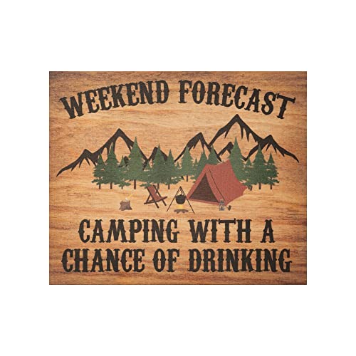 JennyGems Weekend Forecast Funny Camping Wood Sign, Camping Gifts, RV Wall Hanging, Made in USA - color: Weekend Forecast