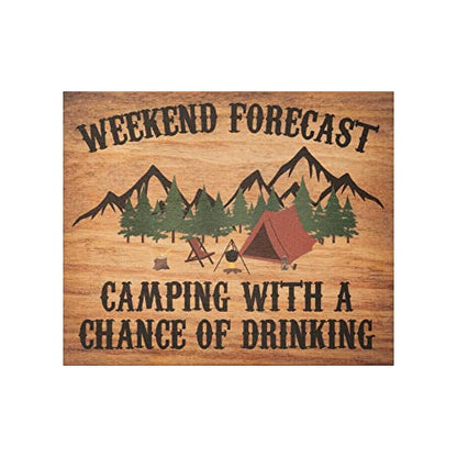 JennyGems Weekend Forecast Funny Camping Wood Sign, Camping Gifts, RV Wall Hanging, Made in USA - color: Weekend Forecast
