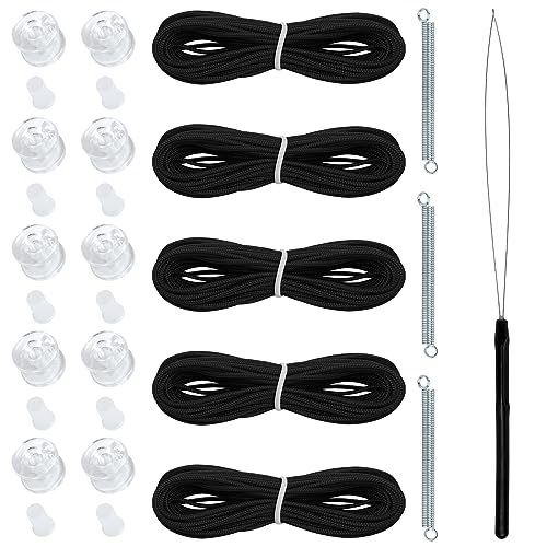 NOVINO RV Blinds Repair Kit for Camper Window, Pleated RV Shade Repair Kit, Camper Blinds String Maintain for Day Night Pleated Window Shade-Black - color: Black