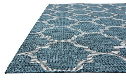 Unique Loom Outdoor Trellis Collection Area Rug (8' x 11' 4" Rectangle, Teal/ Gray) - color: Teal/Gray, size: 8' x 11'4" (Rectangular)