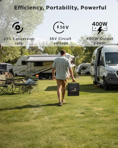 LVYUAN 400W Portable Solar Panel, 36V Foldable Blanket Solar Panel IP64 P-PERC, Upgraded 23% Efficiency for Solar Power Station Generator for Outdoor Camping Backpacking Hiking, 22 Pounds - size: 400 Watt Portable Solar Panel