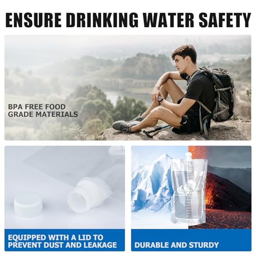 Ancable 64oz Collapsible Water Bottles, 6-Pack Reusable Travel Foldable Water Bottles for Hiking Camping Running Bike, BPA-Free Water Bottle - color: Clear x 6, size: 64 Ounces