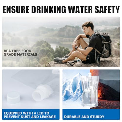 Ancable 64oz Collapsible Water Bottles, 3-Pack Reusable Travel Foldable Water Bottles for Hiking Camping Running Bike, BPA-Free Water Bottle - color: Clear x 3, size: 64 Ounces