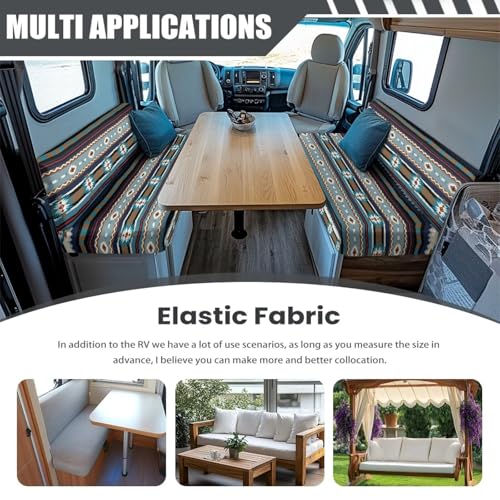 RV Dinette Cushion Covers (1 Bench Covers & 1 Backrest Covers) - Aztec Pattern Stretch Camper Cushion Booth Seats Replacement - Washable Sofa Furniture Protector - color: Aztec Pattern