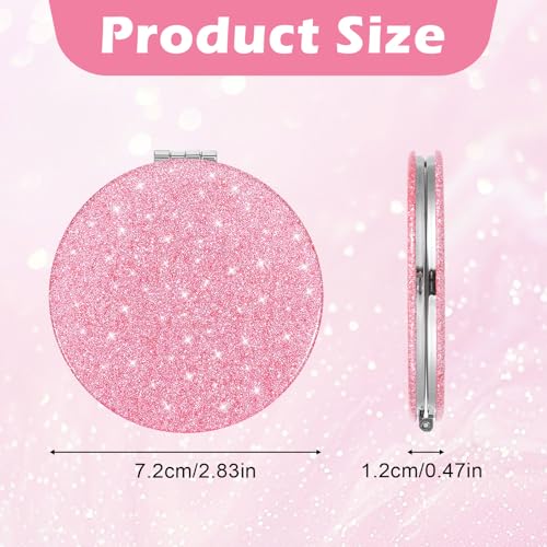 3 Pcs Purse Mirror Compact,Portable Sparkle Small Compact Mirror,Shiny Small Purse Mirror 2X1 Magnifying for Women Girls Bag,Wallet,Pocket