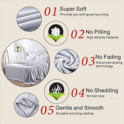 Polar Fleece Throw Blankets Travel Size for The Bed Extra Soft Brush Fabric Super Warm Sofa Throw Blanket 50" x 61"(Gray Travel) - color: Gray, size: Travel (50-Inch-by-61-Inch)