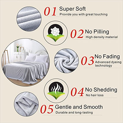 Polar Fleece Throw Blankets Travel Size for The Bed Extra Soft Brush Fabric Super Warm Sofa Throw Blanket 50" x 61"(Gray Travel) - color: Gray, size: Travel (50-Inch-by-61-Inch)