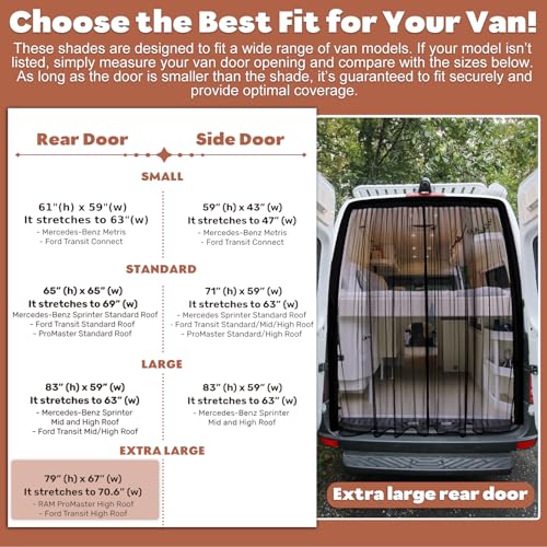 XCBYT Van Bug Screen | Magnetic Closure Bug Screen for Camping | Van Life Essentials | Universal Fit for RAM ProMaster & Ford Transit High Roof Rear Doors (79” H x 67” W) - size: Rear Door-Extra Large (79" H × 67" W)