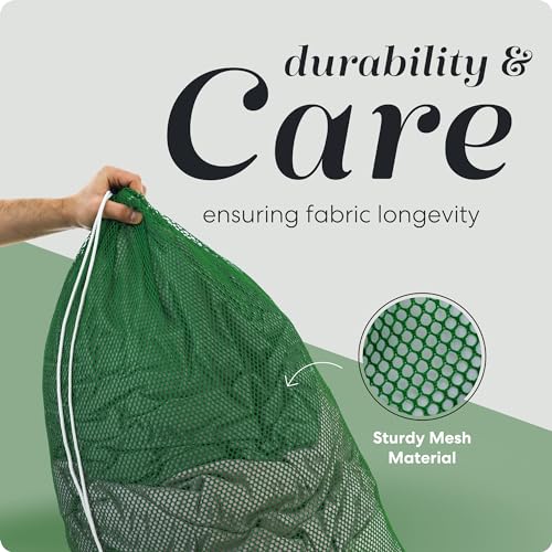 Handy Laundry Mesh XL Laundry Bags - Durable, Machine Washable with Secure Drawstring Closure - Perfect for College Dorms, Laundromats, Apartments (Green, Large 24" x 36") - color: Green