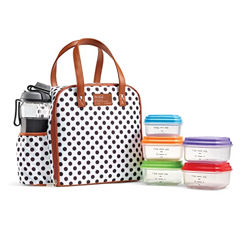 Fit & Fresh Lunch Bag For Women, Insulated Womens Lunch Bag For Work, Leakproof & Stain-Resistant Large Lunch Box For Women With Containers and Bottle, Zipper Closure Wichita Bag White Dot - color: White Dot