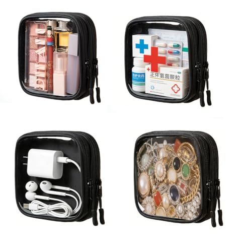 Small Clear Double Layer Pouch, Portable Makeup Bag, Mini Organizer for First Aid, Jewelry, Diaper Essentials, Snacks & Gifts(1)