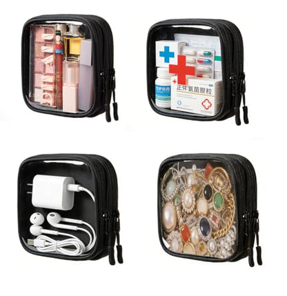 Small Clear Double Layer Pouch, Portable Makeup Bag, Mini Organizer for First Aid, Jewelry, Diaper Essentials, Snacks & Gifts(1)