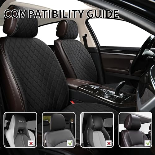 ENOGE Linen Car Seat Cover, Front Car Seat Covers, Driver Seat Protector with Soft & Breathable Cloth Fabric for All Seasons Universal Fits Most Automotive, Van, SUV, Truck (Black, 1 Front) - color: Linen-Black-3