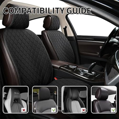 ENOGE Linen Car Seat Covers Front Seat Covers Breathable Cloth Fabric Car Seat Protector Universal Fit Most Automotive, Van, SUV, Trucks (Black, 2 Front) - color: Linen-Black-2