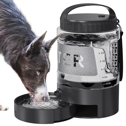 Dog Water Bottle Bowl Dispenser - 95OZ Large Dog Travel Water Bottle Portable with Pull-Out Travel Water Bowl for Dogs Camping Hiking Traveling Beach Park Accessories, Leak-Proof Pet Water Dispenser - color: Black, size: 95OZ