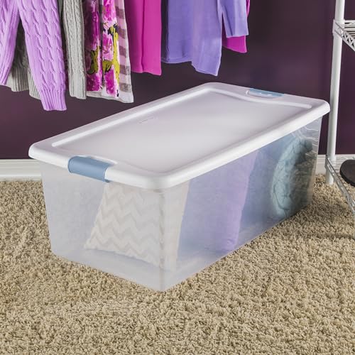 Sterilite 4-Pack Latching Box, Under Bed Storage Bins with Lids, Clear Plastic, 106 Quart - Heavy-Duty Organizing Containers for Closet, Bathroom, and Office - size: 106 Quart, style: 4 Pack