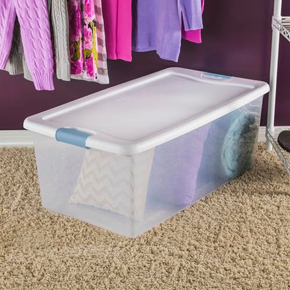 Sterilite 4-Pack Latching Box, Under Bed Storage Bins with Lids, Clear Plastic, 106 Quart - Heavy-Duty Organizing Containers for Closet, Bathroom, and Office - size: 106 Quart, style: 4 Pack