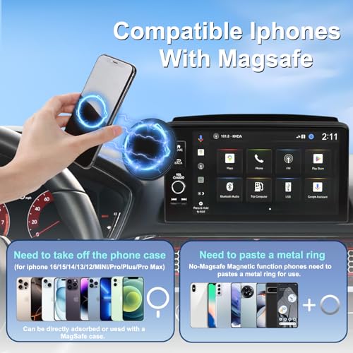 Car Phone Holder for 2022-2025 Honda Civic Accessories 7/9-inch Screen Fixed Clip, Magnet Cell Phone Mount Compatible with MagSafe, Hand-Free 360° Rotation Phone Automobile Cradles Not Affect Air Vent - size: 2022-2025 Honda Civic